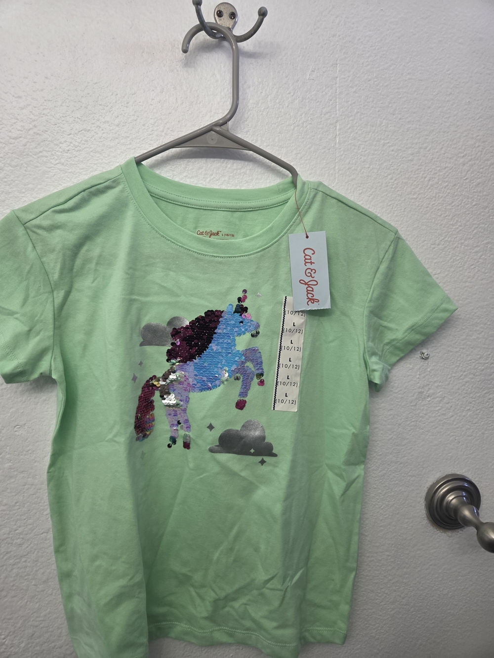 Cat & Jack Mint Green Sequin Unicorn Tee